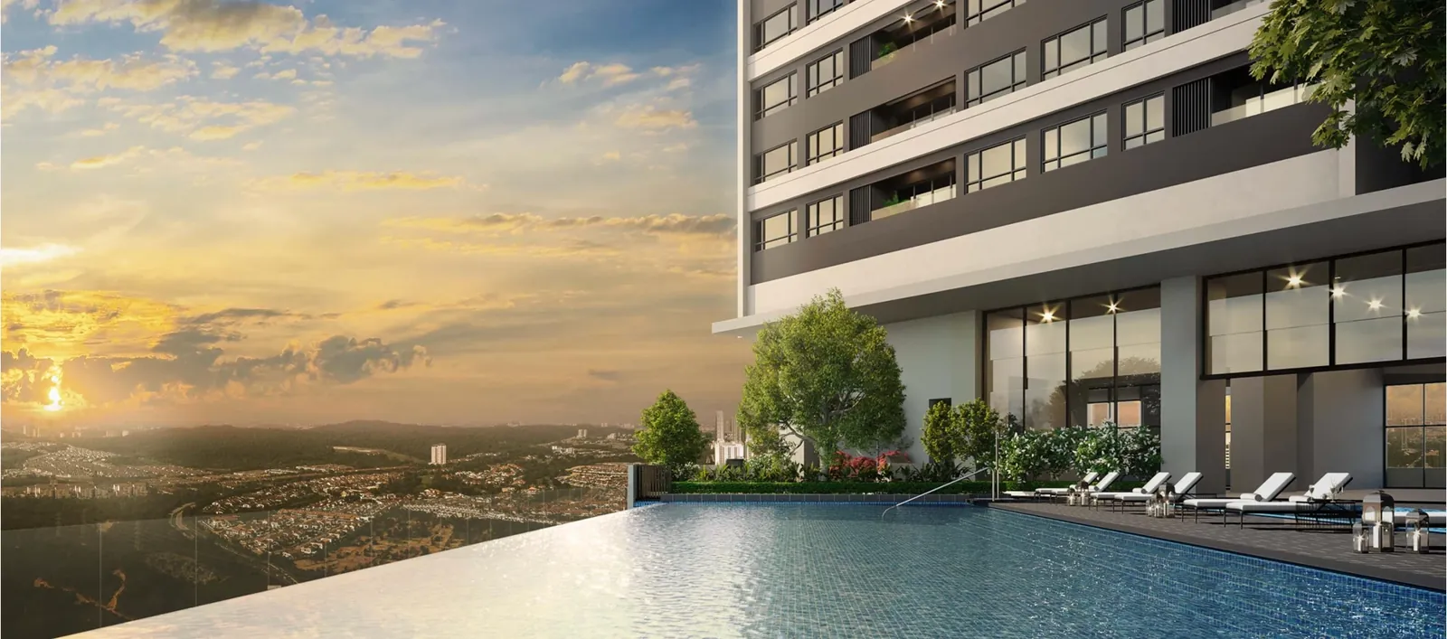 Park Green Pavilion infinity pool on the Level 11 podium overlooking Bukit Jalil